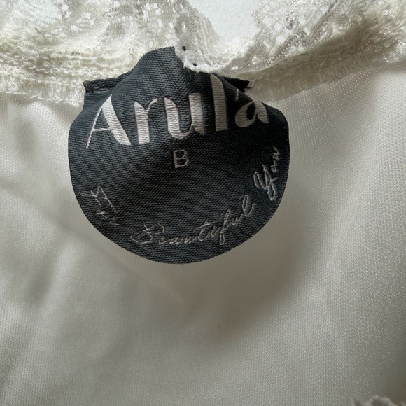 ARULA White Lace Accent Blouse Boho Country Chic Babydoll Summer Feminine Size B - Picture 4 of 5